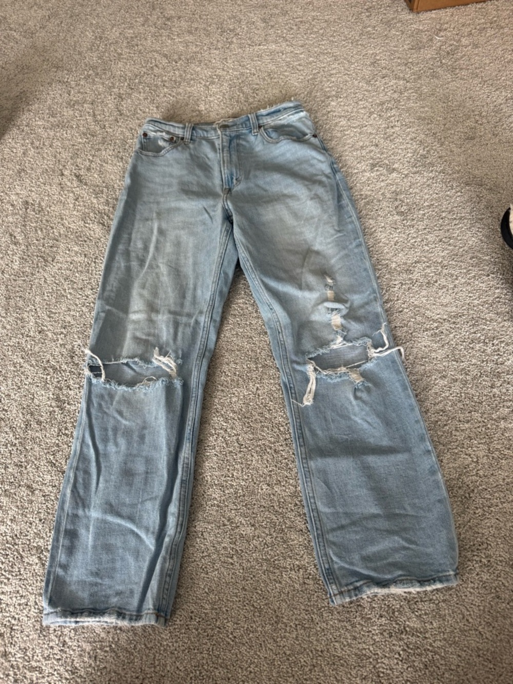 Abercrombie & Fitch Light Blue Wide-Leg Distressed Jeans